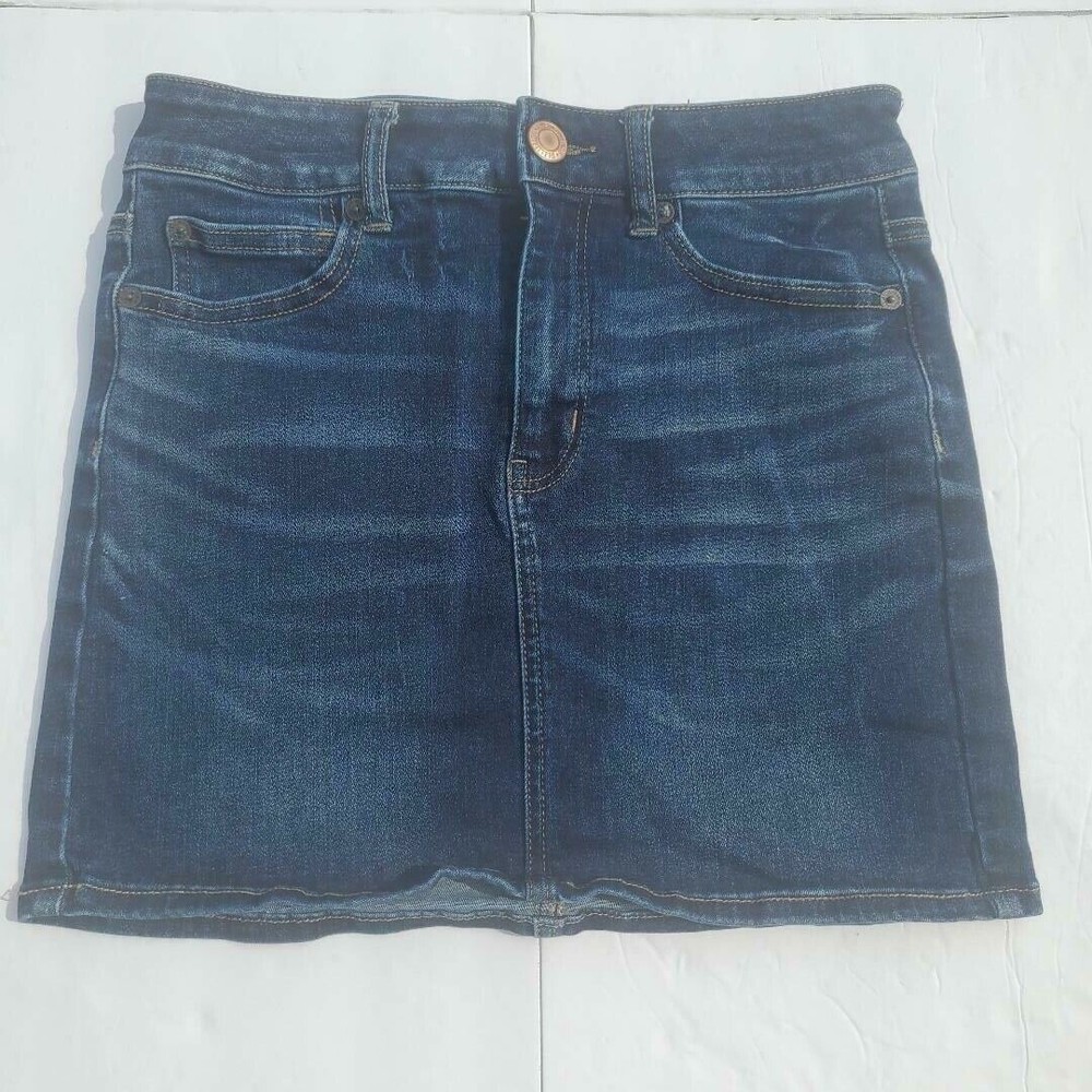 American Eagle Women's Hi-Rise Mini Dark Wash Stretch Denim Skirt Size 4